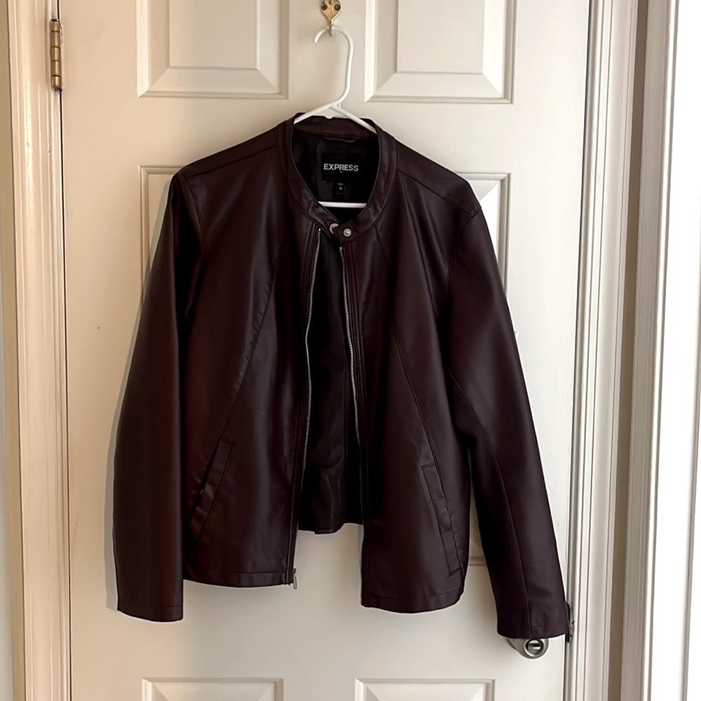 Faux Leather Express Jacket XL Maroon